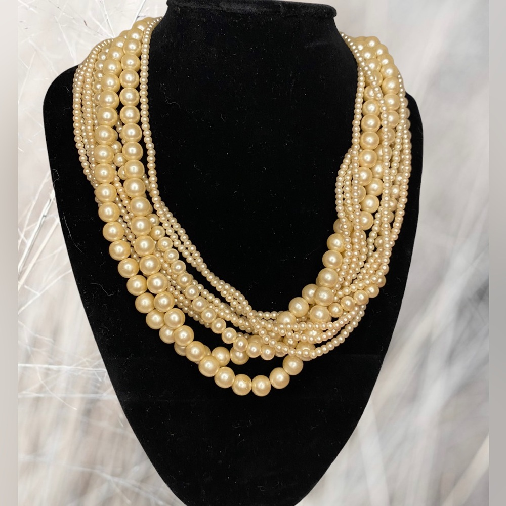 Multi strand Champagne pearl necklace Perfect for wedding, party or event